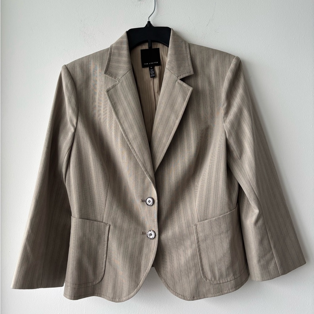 Y2K The Limited Blazer Beige Stripe 2 Button Stretch Women 10 Career Office USA